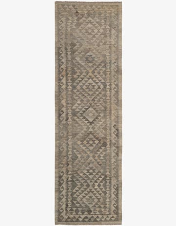 2' 10 x 9' 9 Hand Woven Kilim Maymana Wool Runner Rug