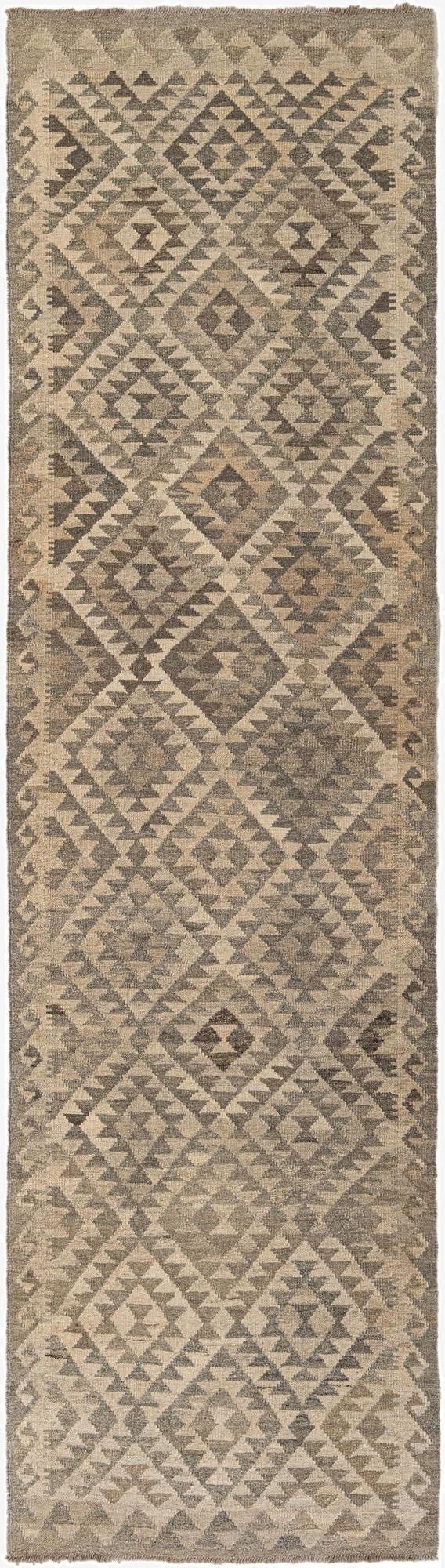 2' 9 x 10' 6  Hand Woven Kilim Maymana Wool Runner Rug
