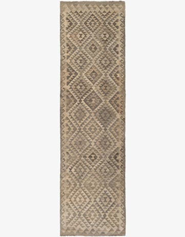 2' 9 x 10' 6 Hand Woven Kilim Maymana Wool Runner Rug