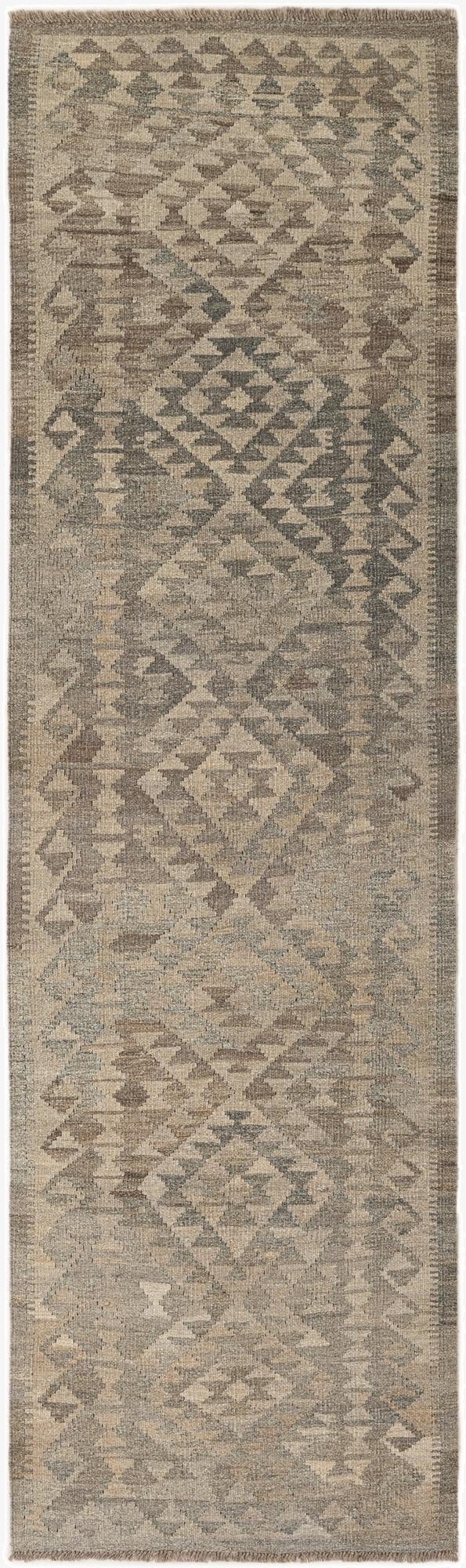 2' 10 x 9' 9  Hand Woven Kilim Maymana Wool Runner Rug