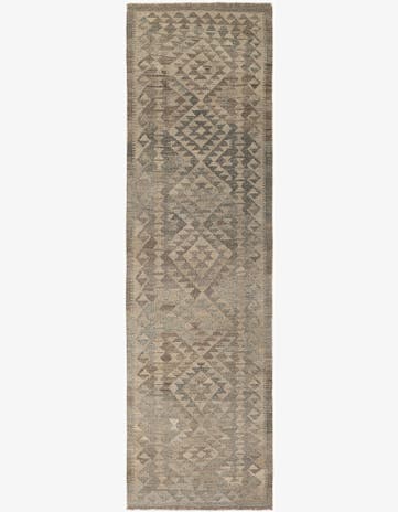 2' 10 x 9' 9 Hand Woven Kilim Maymana Wool Runner Rug