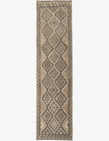 2' 8 x 9' 10 Hand Woven Kilim Maymana Wool Runner Rug