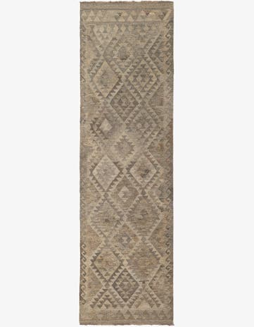 2' 8 x 9' 7 Hand Woven Kilim Maymana Wool Runner Rug