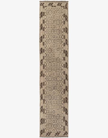 2' 9 x 12' 11 Hand Woven Kilim Maymana Wool Runner Rug