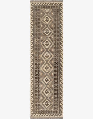 2' 9 x 9' 8 Hand Woven Kilim Maymana Wool Runner Rug