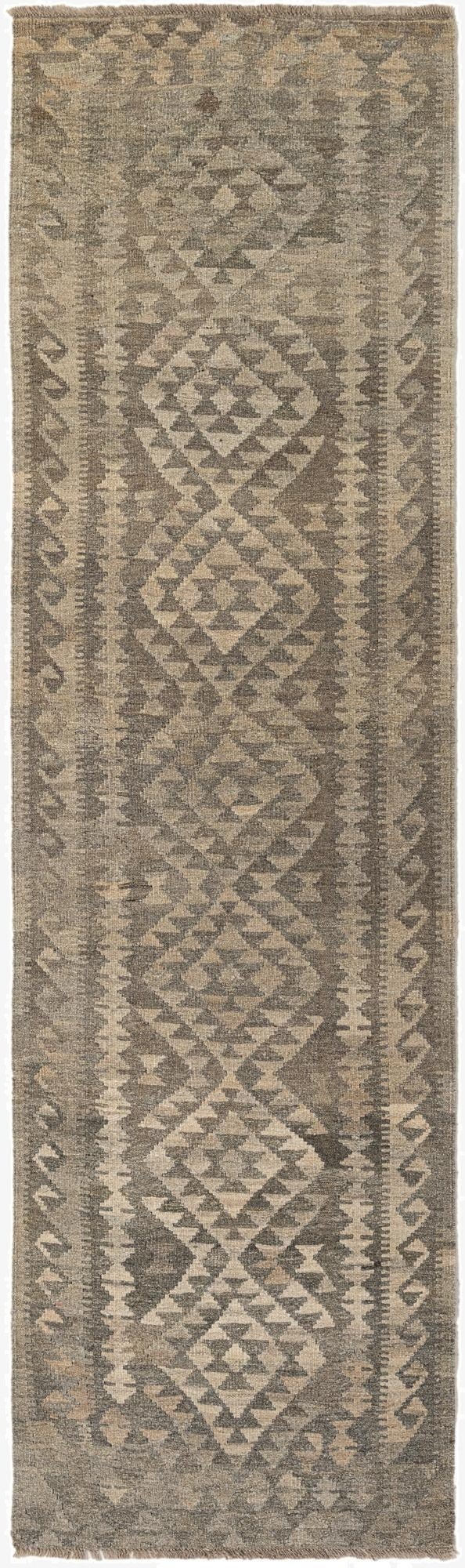 2' 10 x 9' 10  Hand Woven Kilim Maymana Wool Runner Rug