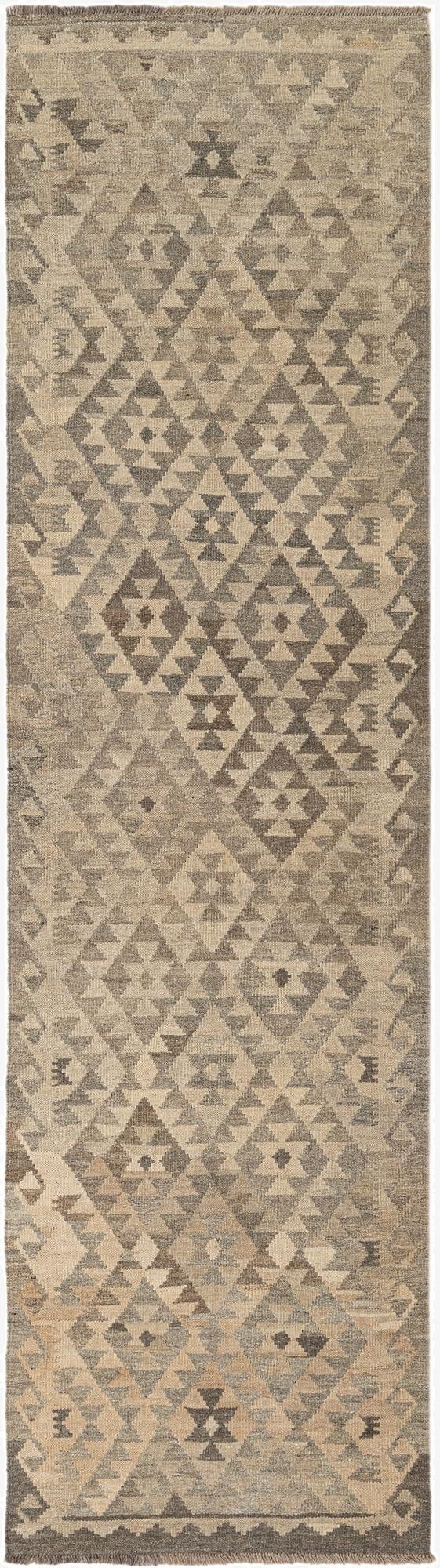 2' 9 x 9' 11  Hand Woven Kilim Maymana Wool Runner Rug