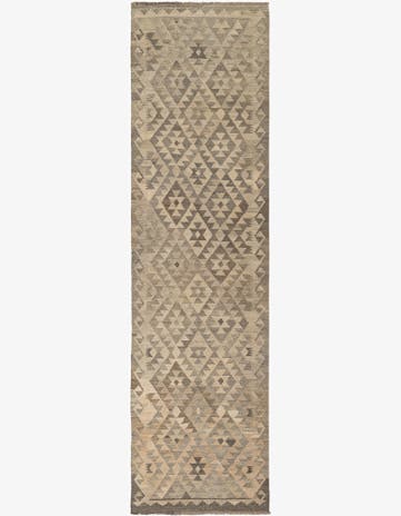 2' 9 x 9' 11 Hand Woven Kilim Maymana Wool Runner Rug