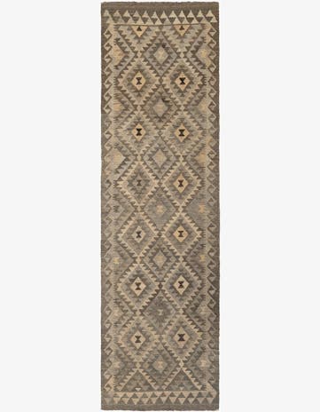2' 9 x 9' 8 Hand Woven Kilim Maymana Wool Runner Rug