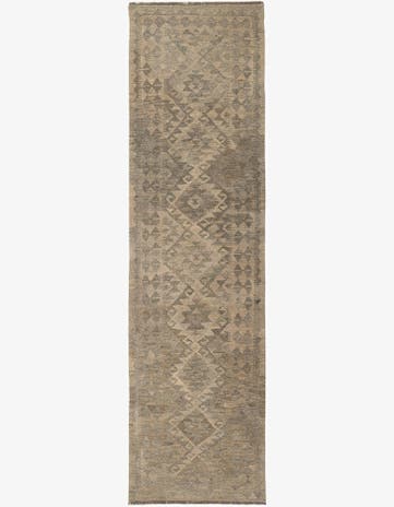 2' 8 x 9' 9 Hand Woven Kilim Maymana Wool Runner Rug