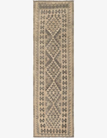 2' 10 x 9' 8 Hand Woven Kilim Maymana Wool Runner Rug