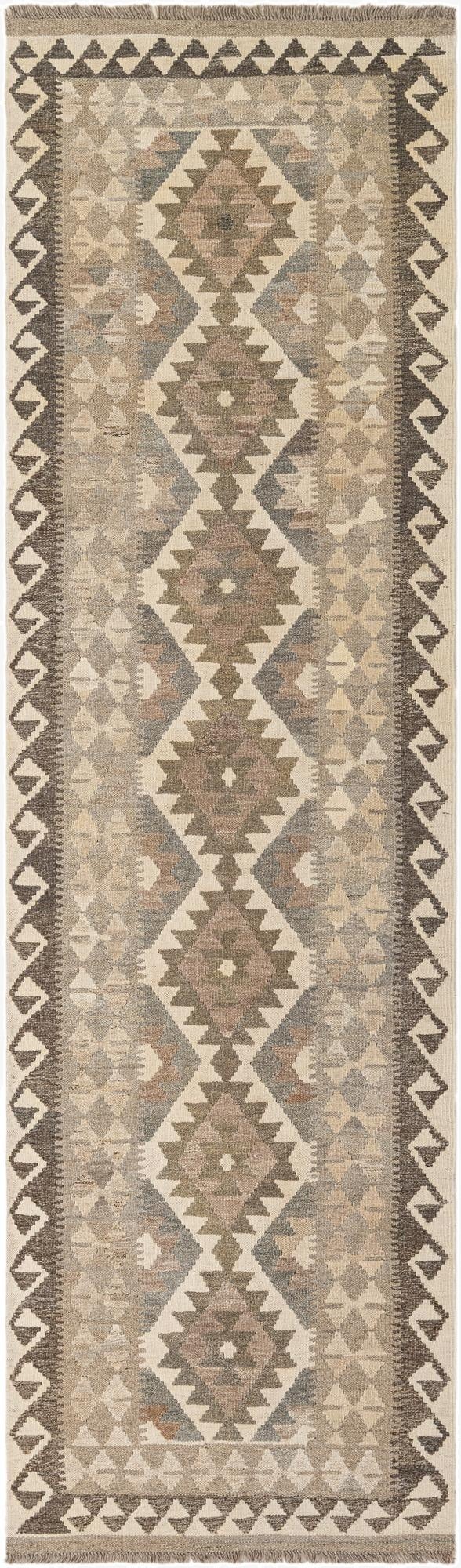 2' 10 x 9' 8  Hand Woven Kilim Maymana Wool Runner Rug