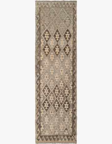 2' 9 x 9' 4 Hand Woven Kilim Maymana Wool Runner Rug