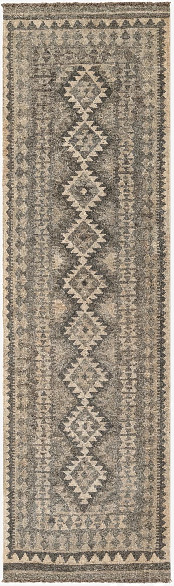 2' 9 x 9' 5  Hand Woven Kilim Maymana Wool Runner Rug