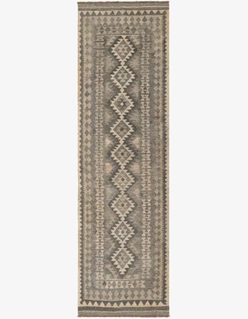 2' 9 x 9' 5 Hand Woven Kilim Maymana Wool Runner Rug