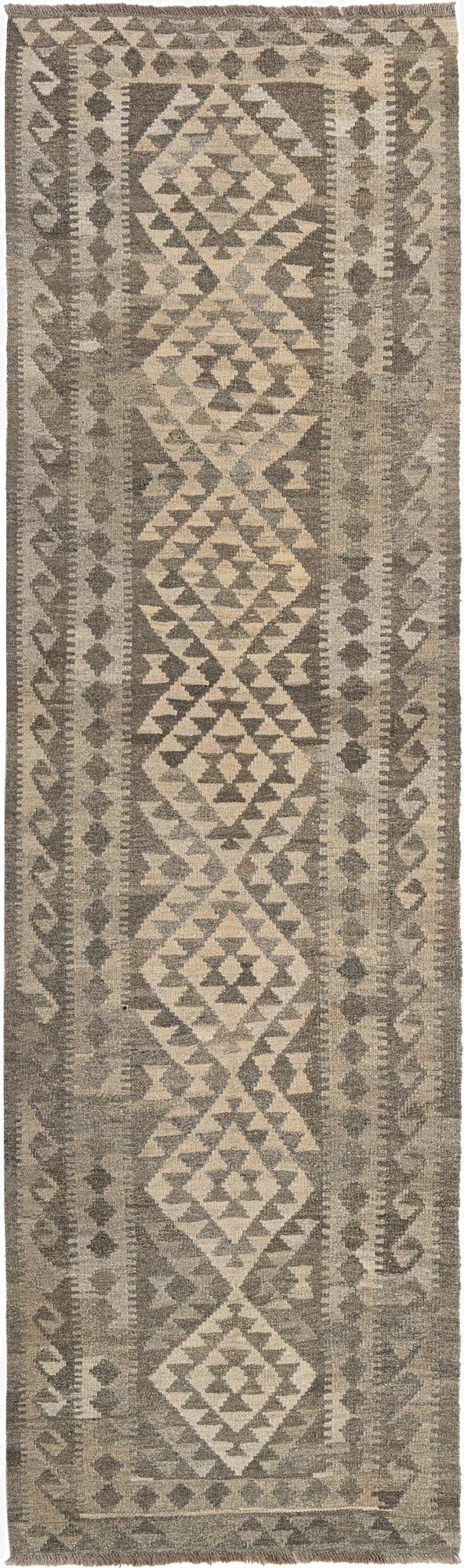 3' 1 x 10' 2  Hand Woven Kilim Maymana Wool Runner Rug