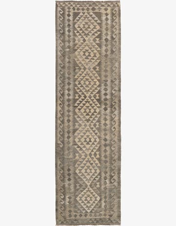 3' 1 x 10' 2 Hand Woven Kilim Maymana Wool Runner Rug