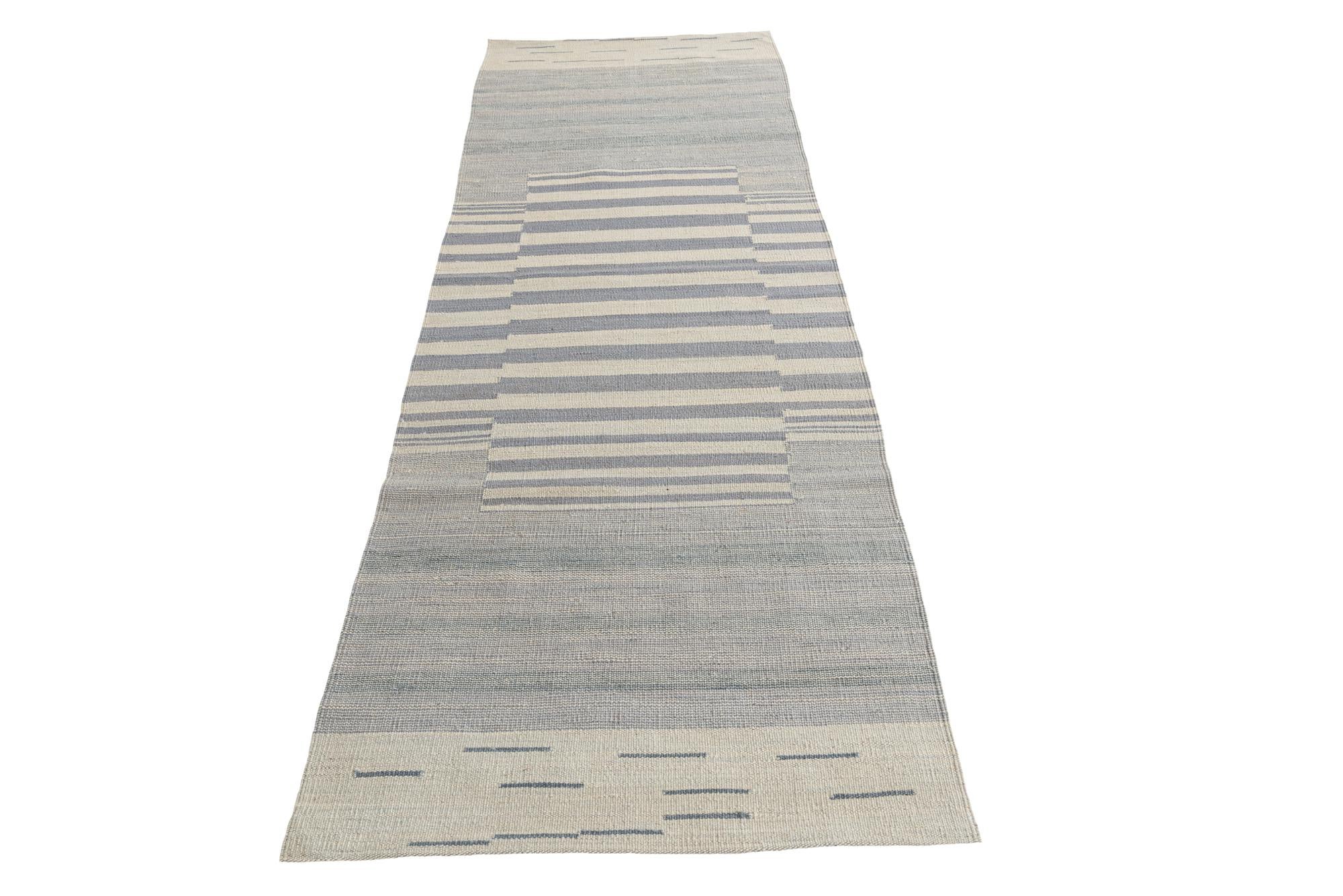 2' 8 x 7' 10 Hand Woven Kilim Modern Wool Runner Rug