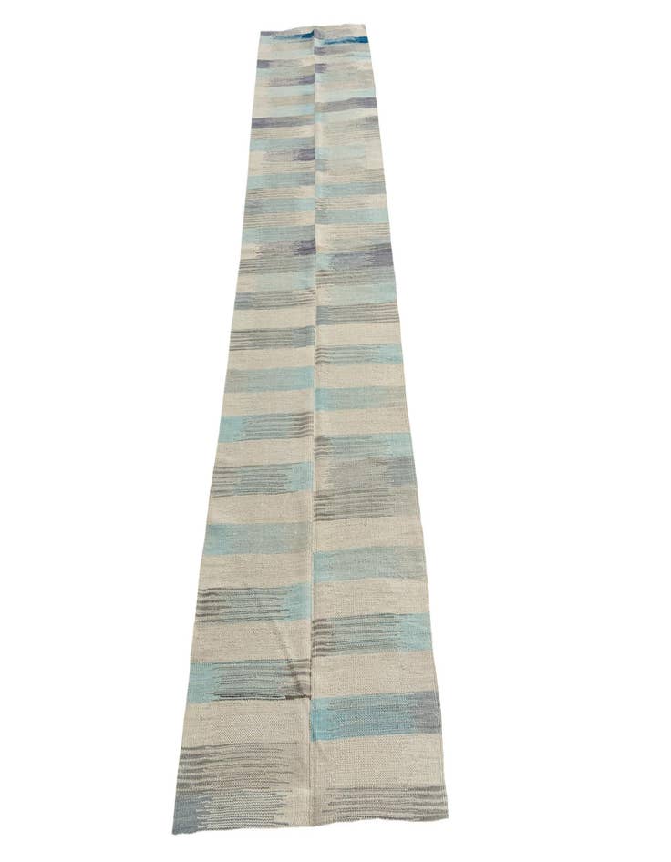Detail image of 2' 4 x 9' 7 Hand Woven Kilim Modern Wool Runner Rug