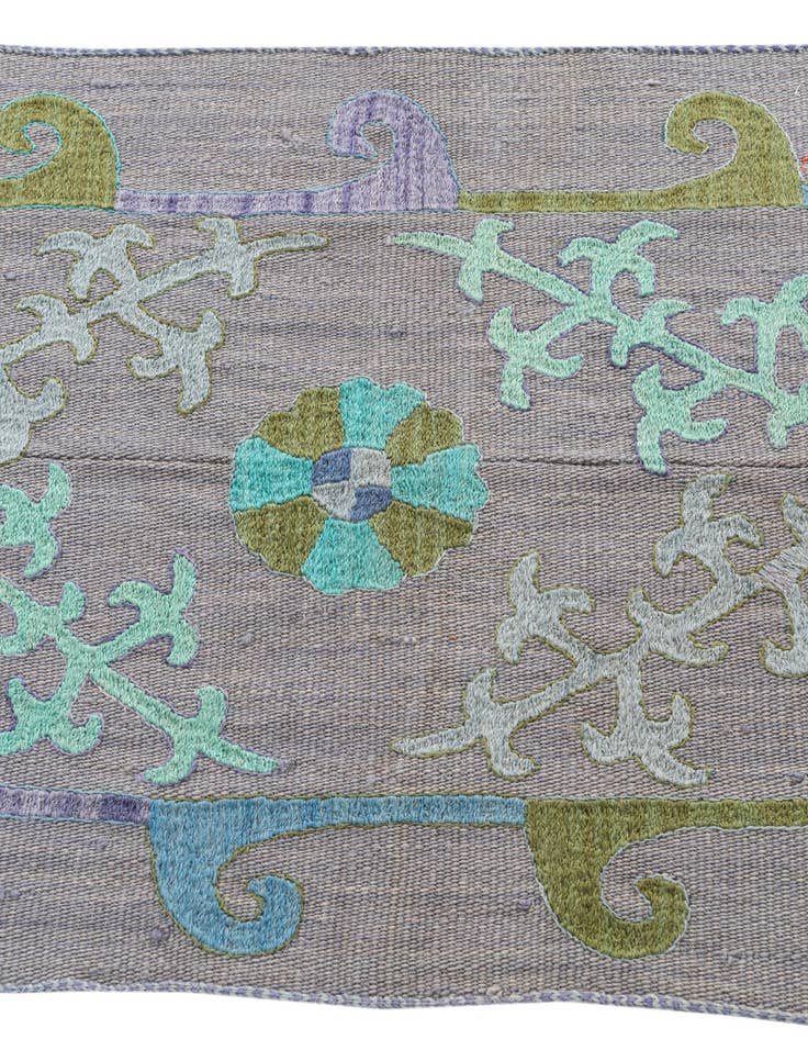 Detail image of 2' 2 x 7' 9 Hand Woven Kilim Suzani Wool Runner Rug