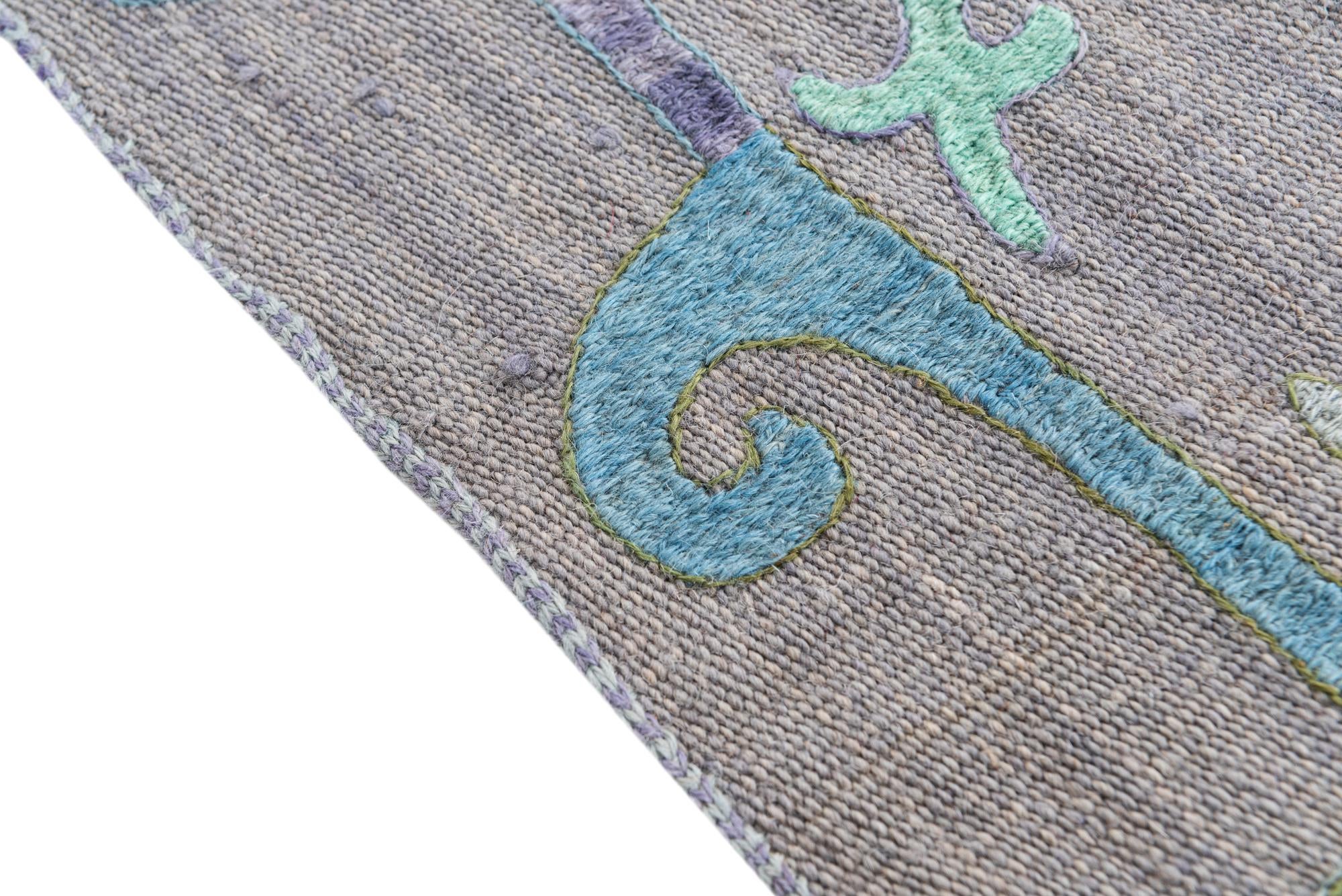 2' 2 x 7' 9 Hand Woven Kilim Suzani Wool Runner Rug