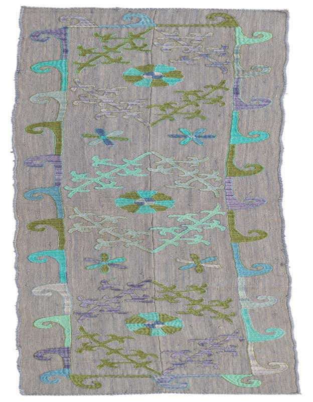 2' 2 x 7' 9 Hand Woven Kilim Suzani Wool Runner Rug
