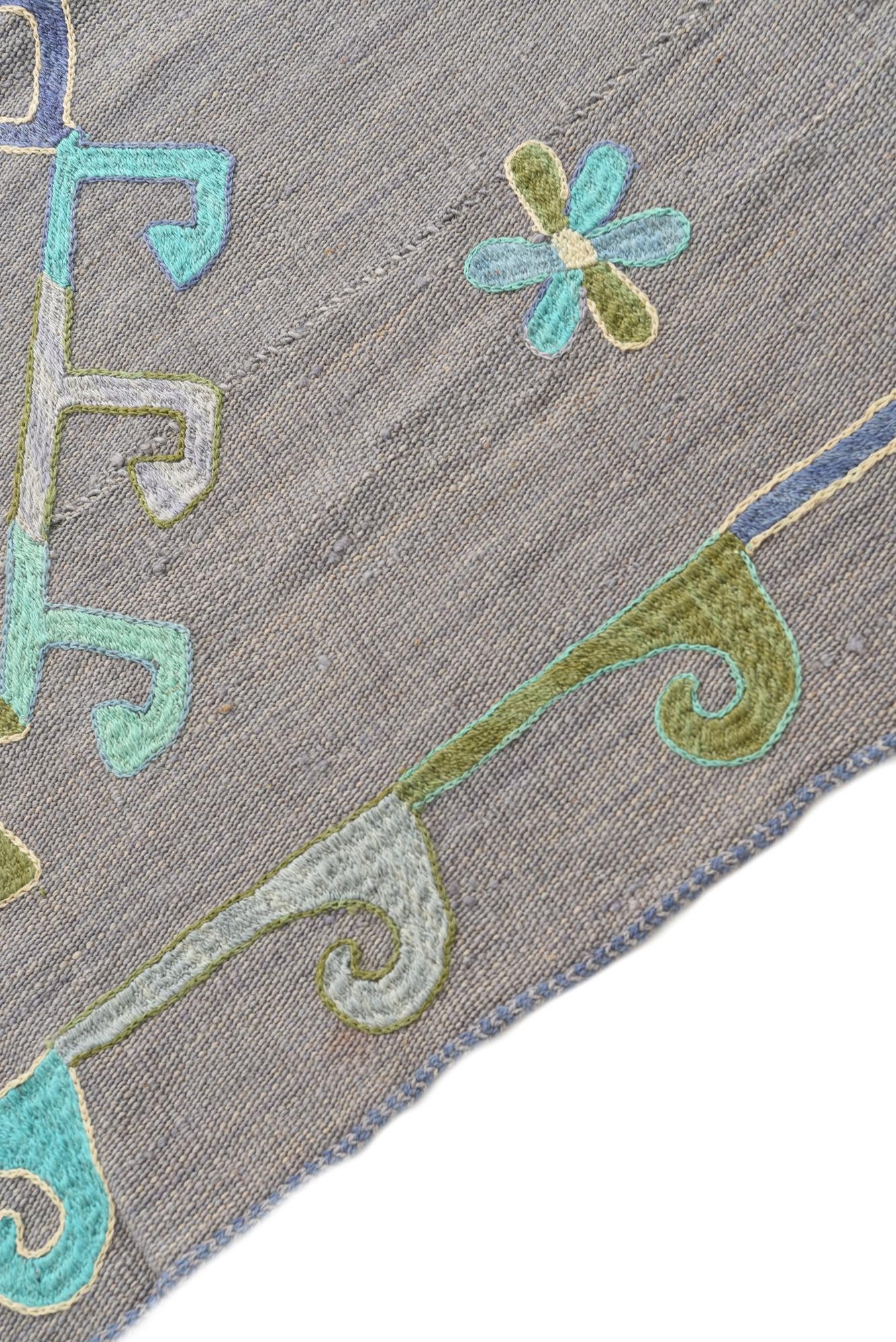 3' 4 x 10' 3 Hand Woven Kilim Suzani Wool Runner Rug