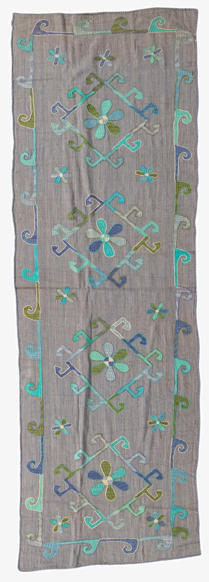 3' 4 x 10' 3  Hand Woven Kilim Suzani Wool Runner Rug