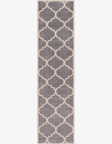 Gray Lattice Runner Rug