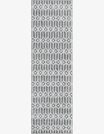Gray Lattice Trellis Runner Rug