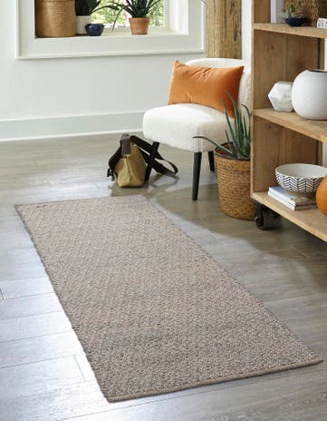 Gray Hand Woven Lattice Wool Runner Rug