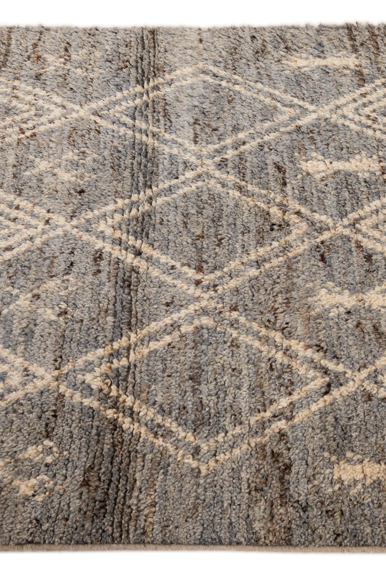 3' 3 x 9' 4 Hand Knotted Moroccan Wool Runner Rug