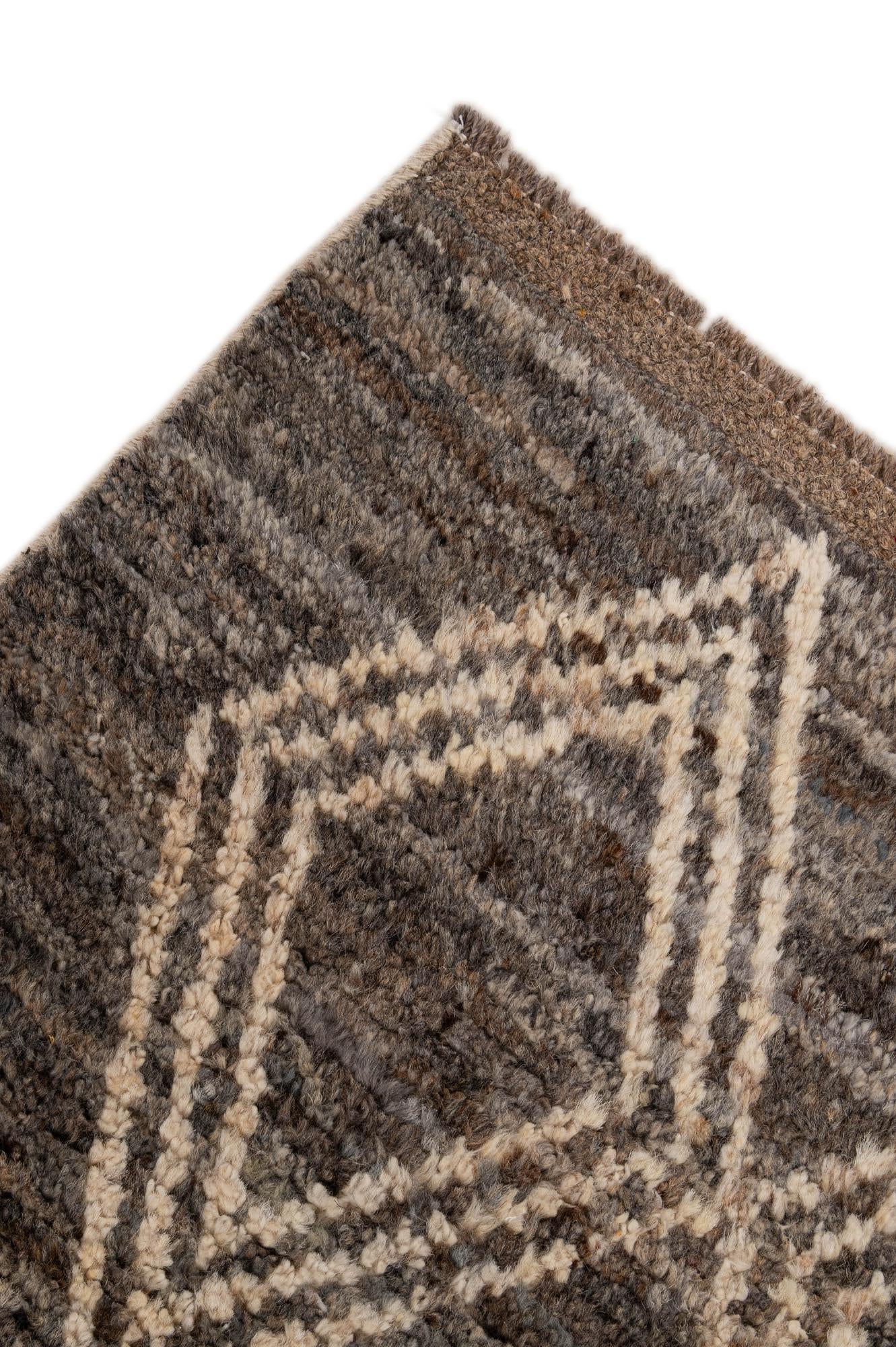 3' 3 x 9' 4 Hand Knotted Moroccan Wool Runner Rug