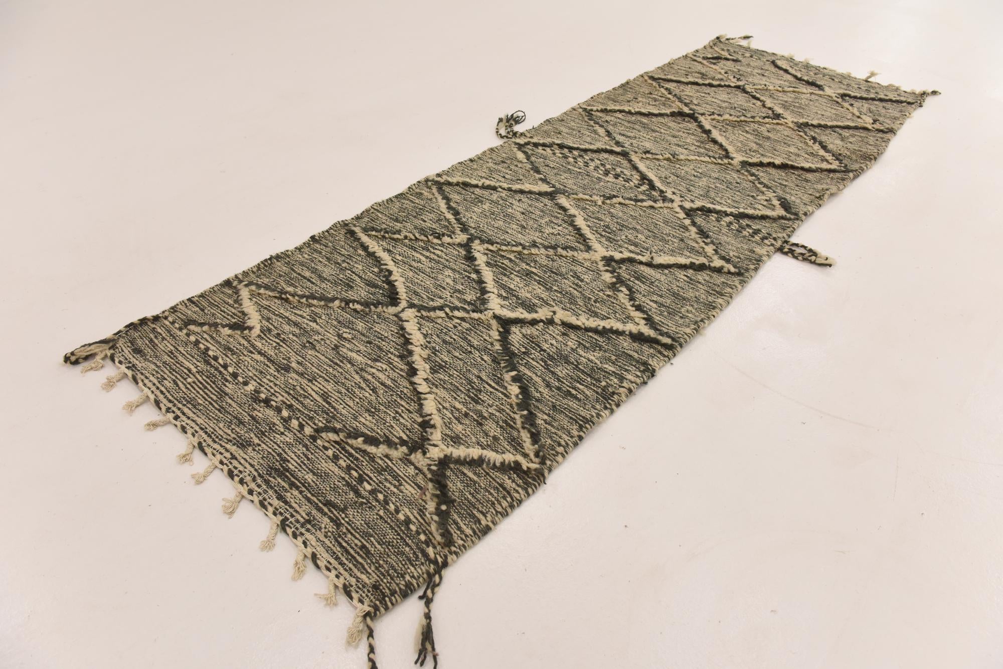 3' 4 x 10' Hand Knotted Moroccan Wool Runner Rug