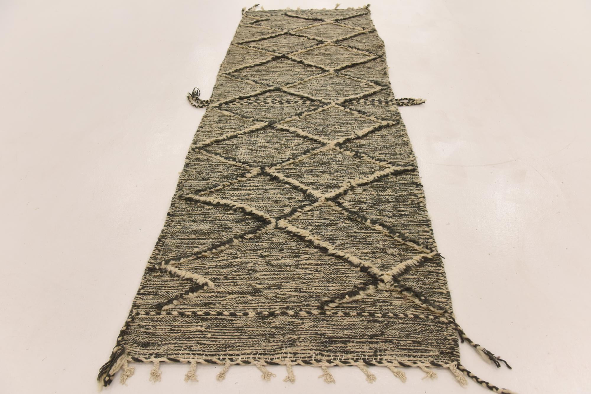 3' 4 x 10' Hand Knotted Moroccan Wool Runner Rug