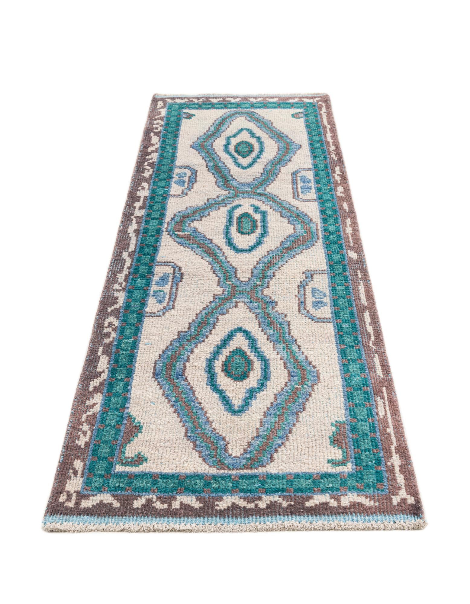2' 8 x 8' Hand Knotted Moroccan Wool Runner Rug