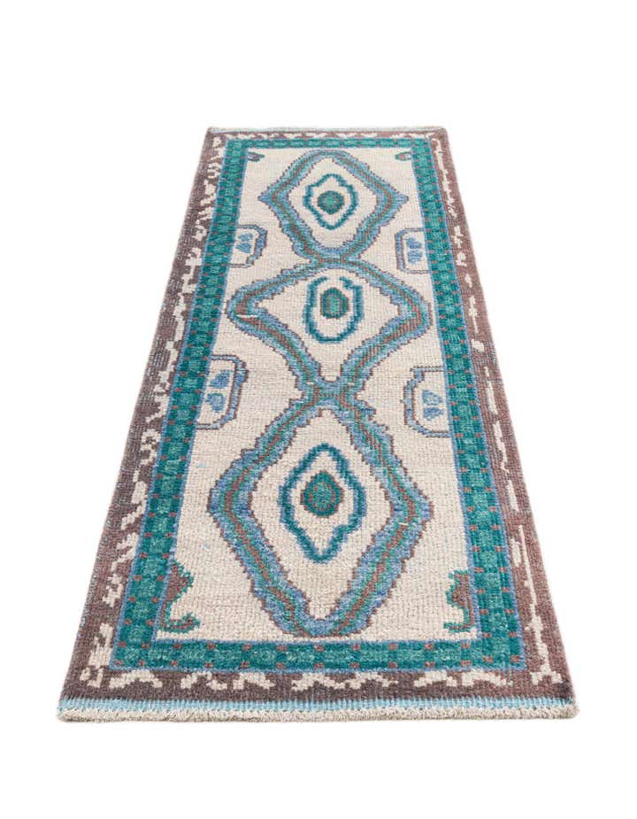 2' 8 x 8' Hand Knotted Moroccan Wool Runner Rug