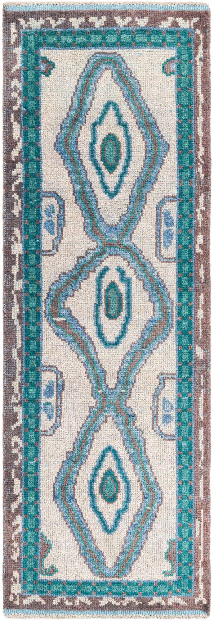 2' 8 x 8' Hand Knotted Moroccan Wool Runner Rug