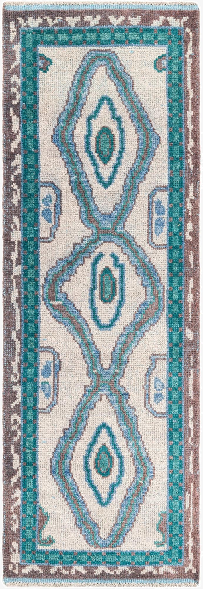 2' 8 x 8'  Hand Knotted Moroccan Wool Runner Rug