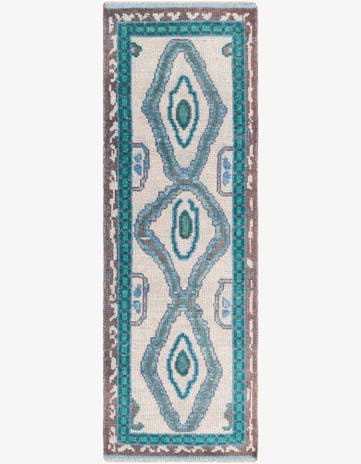 2' 8 x 8' Hand Knotted Moroccan Wool Runner Rug