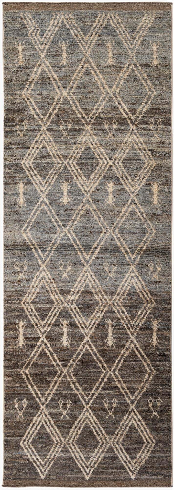 3' 3 x 9' 4  Hand Knotted Moroccan Wool Runner Rug