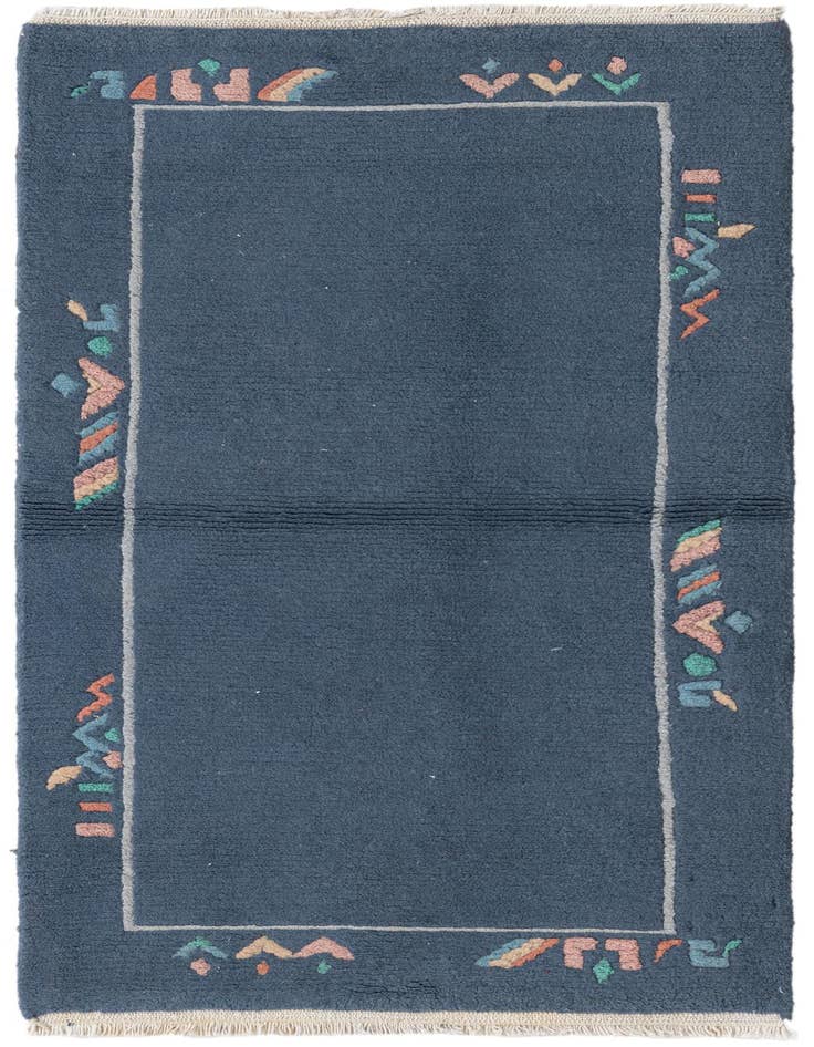 Detail image of 2' 4 x 4' 7 Hand Knotted Nepal Wool Runner Rug