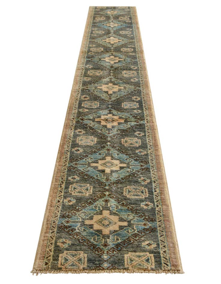 Detail image of 1' 9 x 11' 10 Hand Knotted Oushak Wool Runner Rug