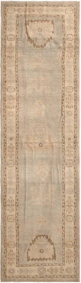 Detail image of 2' 10 x 10' 4 Hand Knotted Oushak Wool Runner Rug