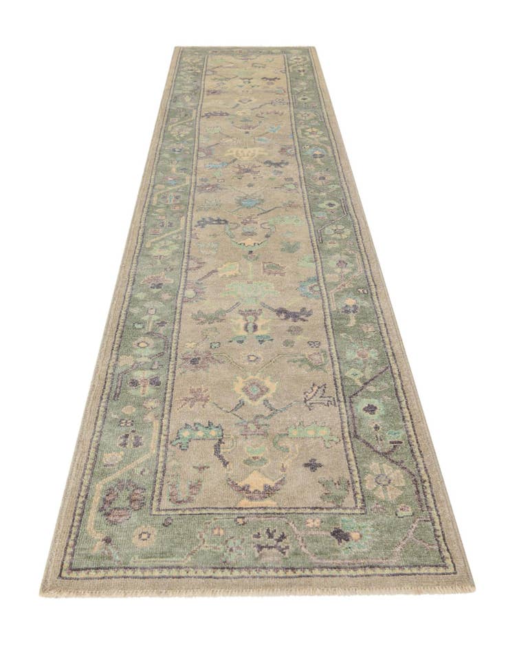 Detail image of 2' 10 x 13' 2 Hand Knotted Oushak Wool Runner Rug