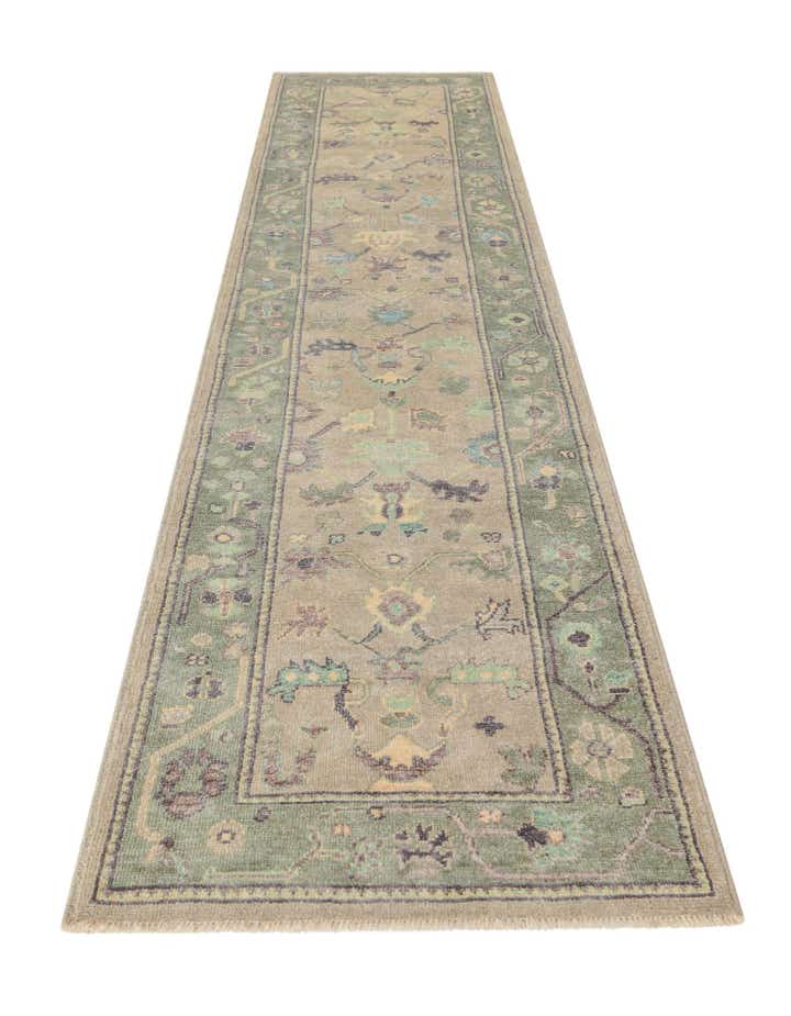 2' 10 x 13' 2 Hand Knotted Oushak Wool Runner Rug