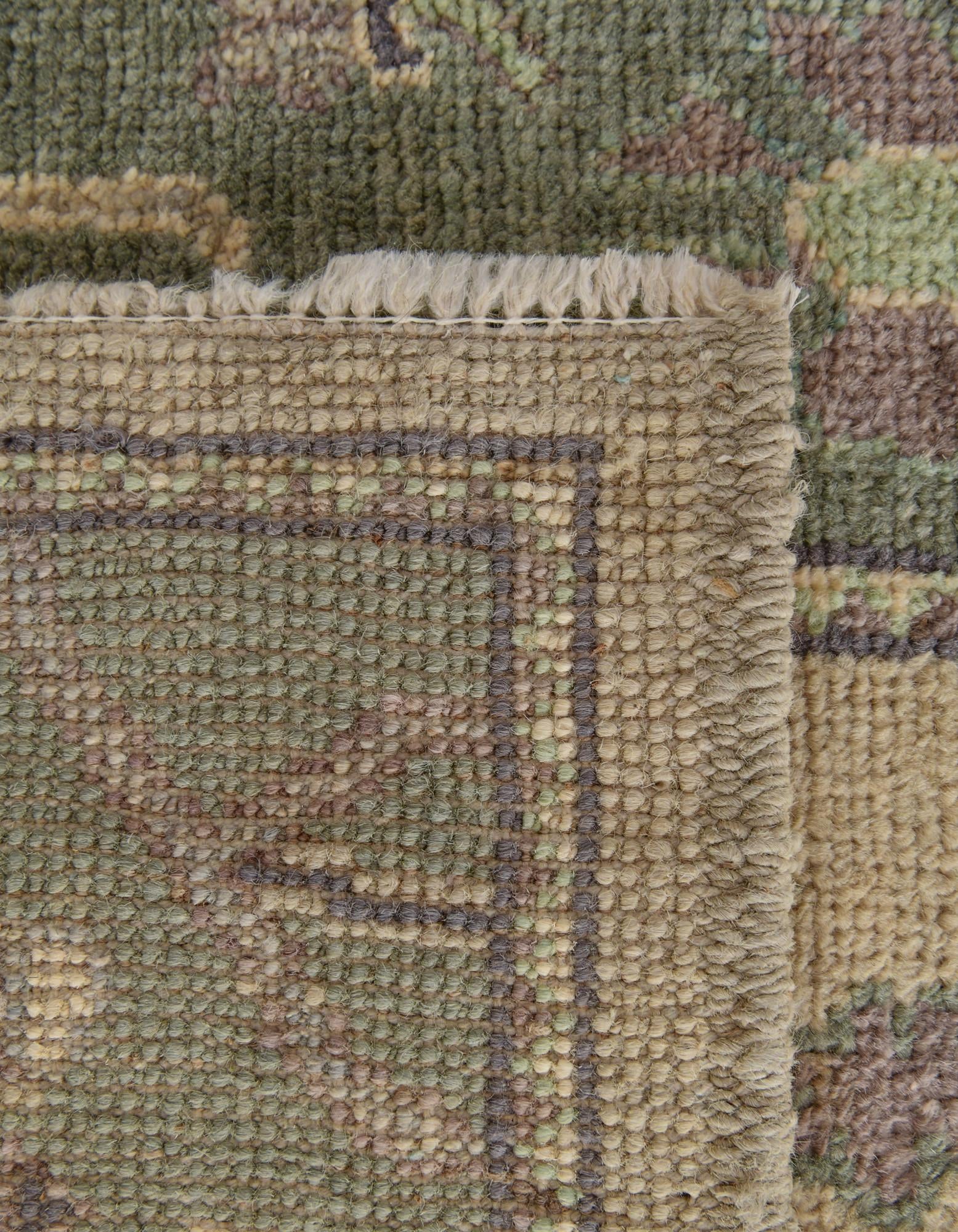 85cm x 400cm Hand Knotted Oushak Wool Runner Rug