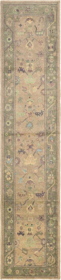 Detail image of 2' 10 x 13' 2 Hand Knotted Oushak Wool Runner Rug