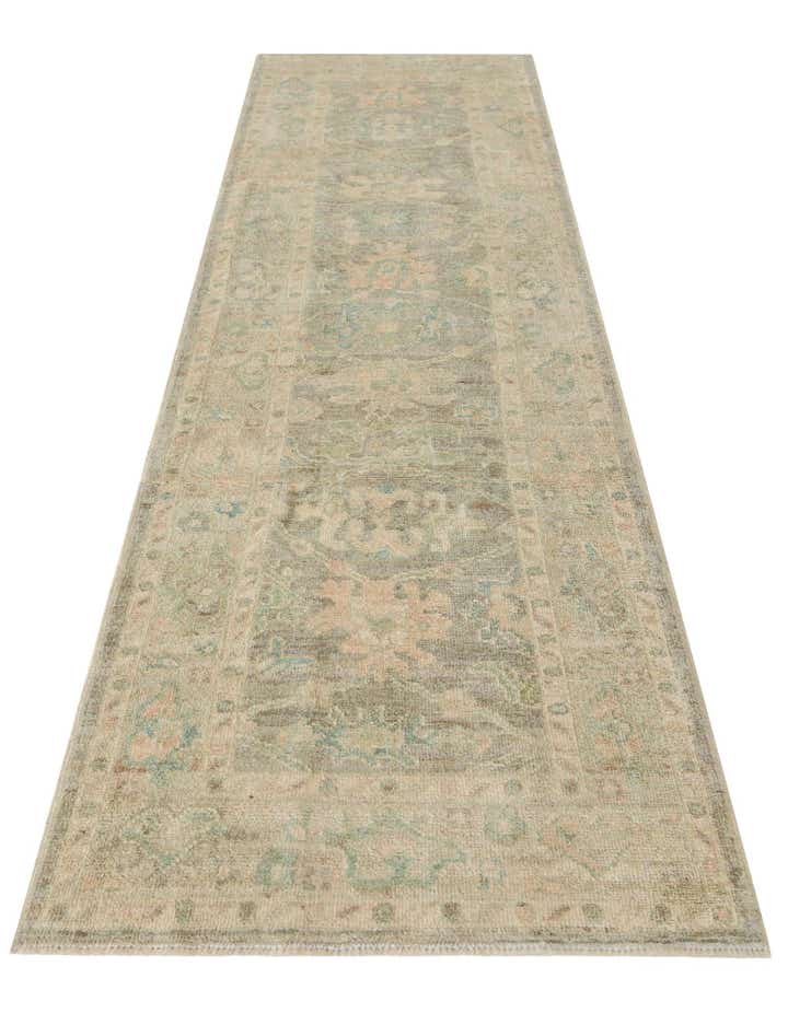 2' 8 x 9' 10 Hand Knotted Oushak Wool Runner Rug