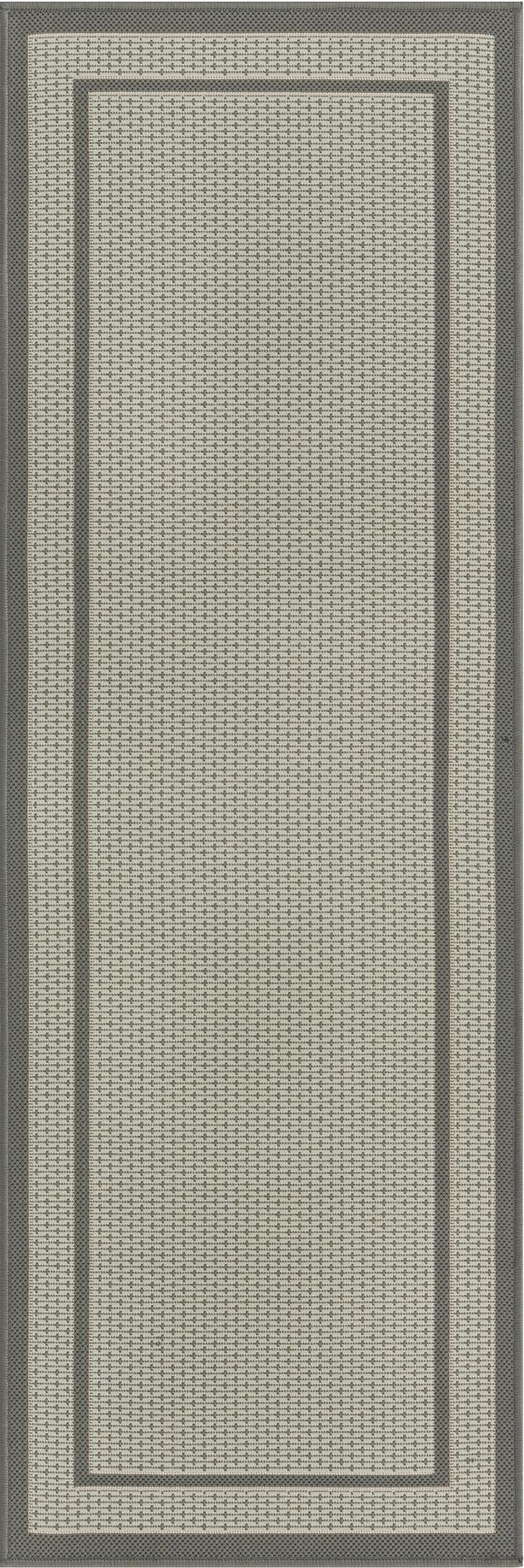Gray Easy-Clean Border Indoor / Outdoor Runner Rug